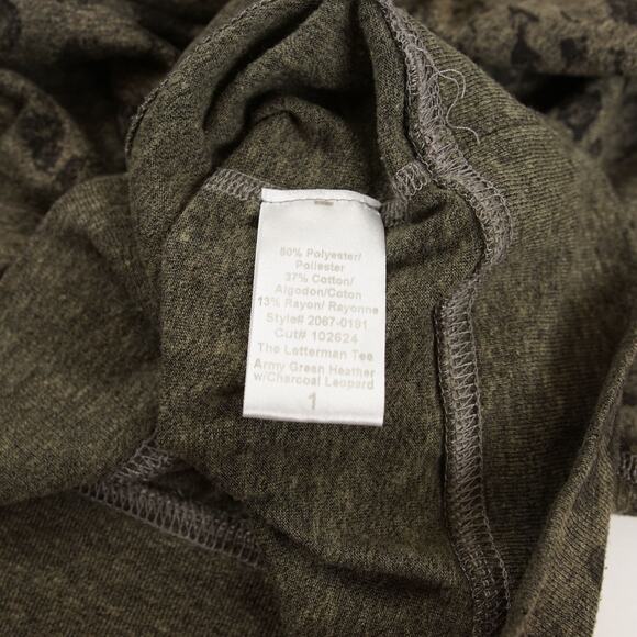 Current Elliott Army Green Heather Charcoal Leopard Print Long Sleeve Top 1 / S - Picture 7 of 7